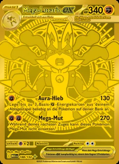 Mega Lucario ex – Mega Hyper Rare (Gold) #188/132